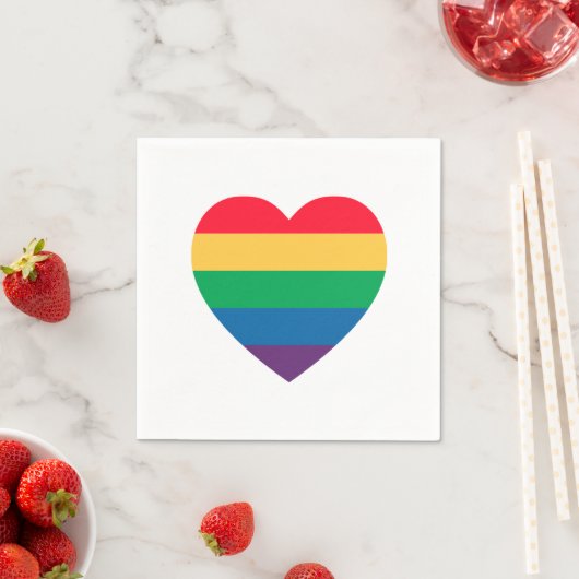Serviette En Papier Papier Rainbow Heart Pride (En situation)