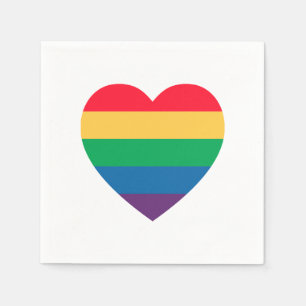 Serviette En Papier Papier Rainbow Heart Pride