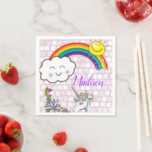 Serviette En Papier Papier, Rainbow Unicorn