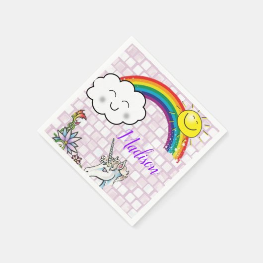 Serviette En Papier Papier, Rainbow Unicorn (Coin)