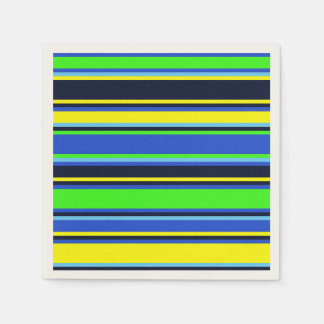 Serviette En Papier Papier rayé moderne bleu, citron vert et jaune