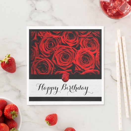 Serviette En Papier Papier Red Roses Napkin (En situation)