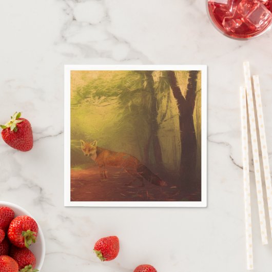 Serviette En Papier Papier renard d'automne Napkin (En situation)
