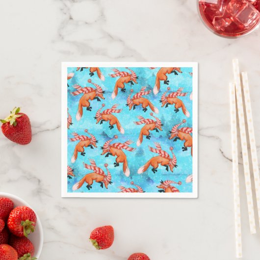Serviette En Papier Papier Renard Jumping Napkin (En situation)