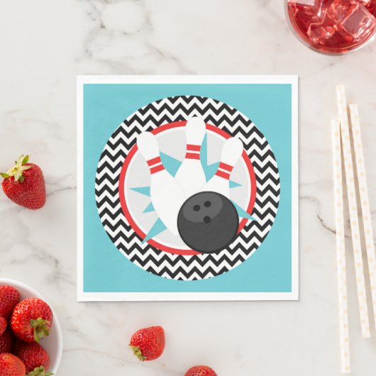 Serviette En Papier Papier Retro Chevron Bowling Party (En situation)