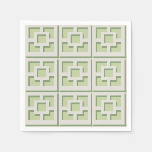 Serviette En Papier Papier Retro Green Trellis (Devant)