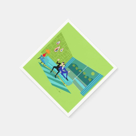 Serviette En Papier Papier romantique rétro en deux gais (Coin)