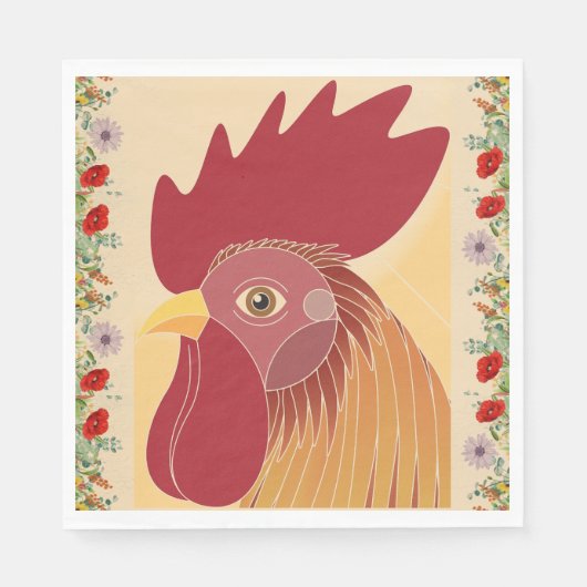 Serviette En Papier Papier Rooster Napkin (Devant)