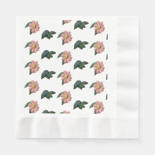 Serviette En Papier Papier rose et bleu floral Napkin (Devant)
