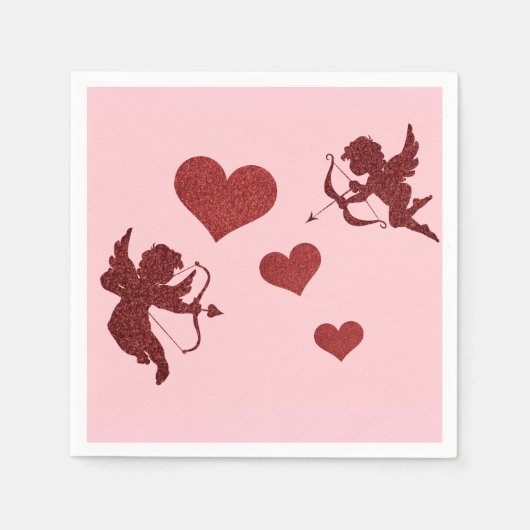 Serviette En Papier Papier rose et rouge Valentine (Devant)