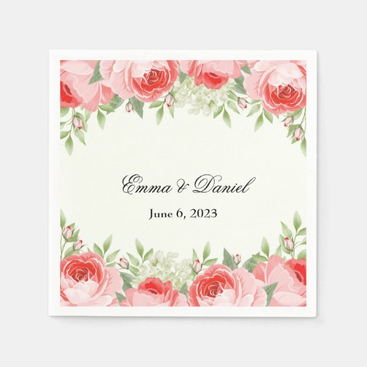 Serviette En Papier Papier rose Roses (Devant)