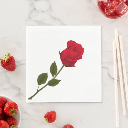 SERVIETTE EN PAPIER PAPIER ROSE ROUGE UNIQUE NAPKINS (En situation)