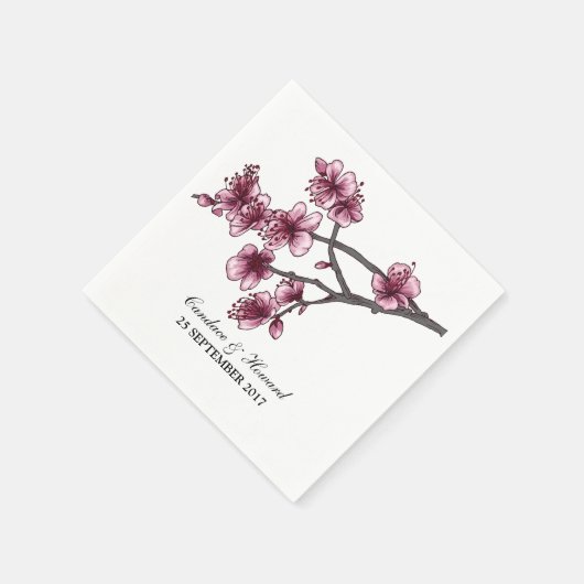 Serviette En Papier Papier rose simple fleurs de cerisier (Coin)