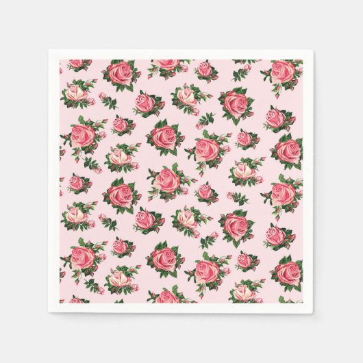 Serviette En Papier Papier Rose thé rose serviettes (Devant)
