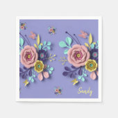 Serviette En Papier Papier, Rose violet Floral (Devant)