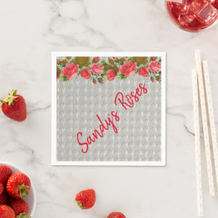 Serviette En Papier Papier, Roses rouges Gris