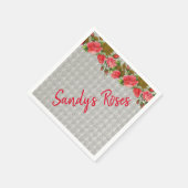 Serviette En Papier Papier, Roses rouges Gris (Coin)