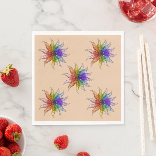 Serviette En Papier Papier - Roue couleur plumes (En situation)