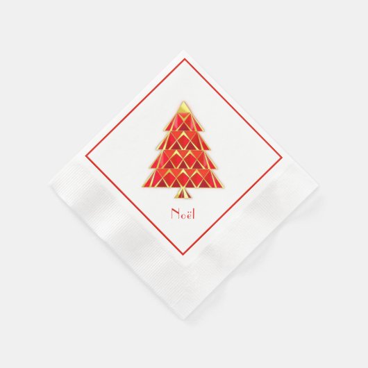 Serviette En Papier Papier Rouge Joyoux Noel Napkin (Coin)