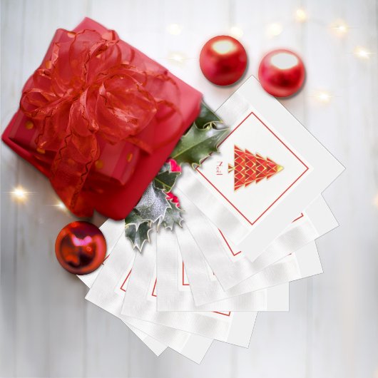 Serviette En Papier Papier Rouge Joyoux Noel Napkin
