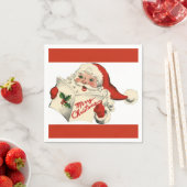 Serviette En Papier Papier rouge Père Noël rétro joyeux Napkin (En situation)