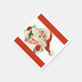 Serviette En Papier Papier rouge Père Noël rétro joyeux Napkin (Coin)