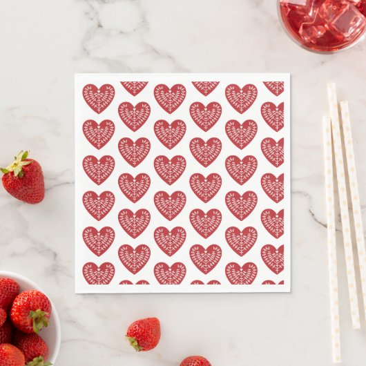 Serviette En Papier Papier rouge scandinave (En situation)