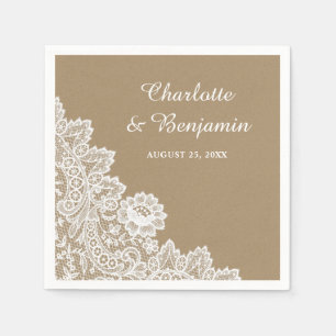 Serviette En Papier Papier rustique Kraft et serviettes Mariage dentel