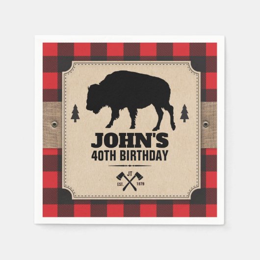 Serviette En Papier Papier rustique Kraft Look Buffalo plaqué avec bis (Devant)