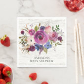 Serviette En Papier Papier Rustique Plum Blue Floral Douche (En situation)