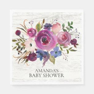 Serviette En Papier Papier Rustique Plum Blue Floral Douche