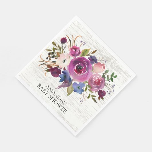 Serviette En Papier Papier Rustique Plum Blue Floral Douche (Coin)