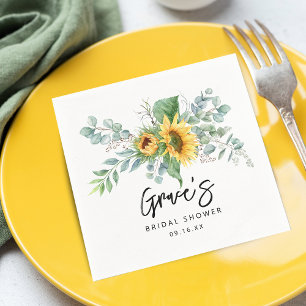Serviette En Papier Papier Rustique Tournesol Eucalyptus pour Baby Sho