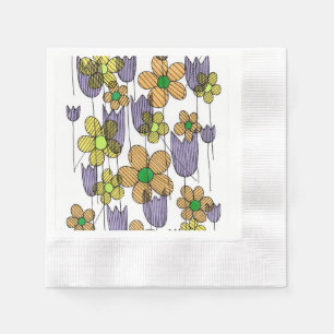 Serviette En Papier Papier Serviette à Motif Floral Rétro Doodle