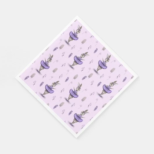 Serviette En Papier Papier serviette avec mignon lapin de ballerine. (Coin)