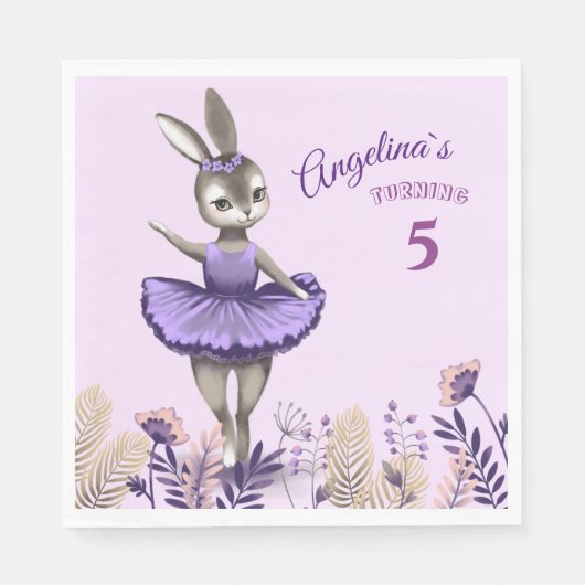 Serviette En Papier Papier serviette avec mignon lapin de ballerine. (Devant)