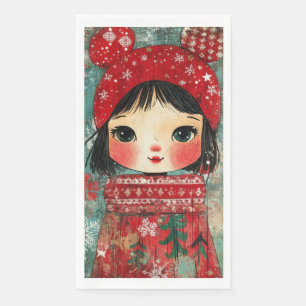 Serviette En Papier Papier Serviette invité Noël Art-Journal Girl Var0