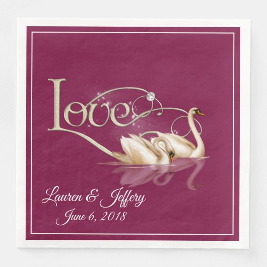 Serviette En Papier Papier serviettes - Aimer les cygnes (Devant)