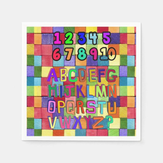 Serviette En Papier Papier serviettes, Alphabet couleurs Numéros (Devant)