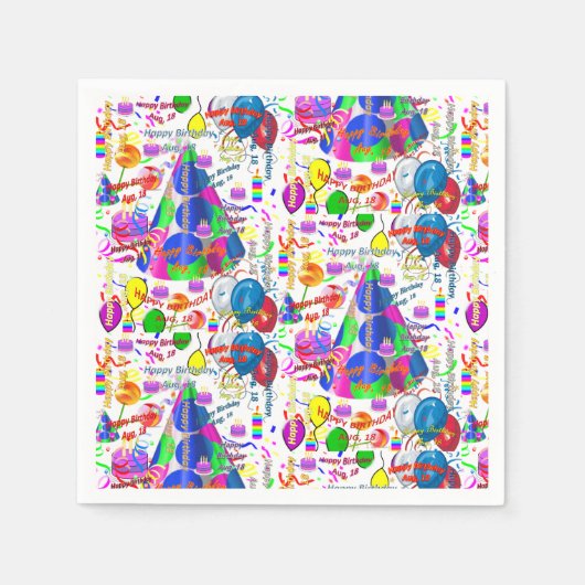 Serviette En Papier Papier serviettes Août, 18 Anniversaire (Devant)