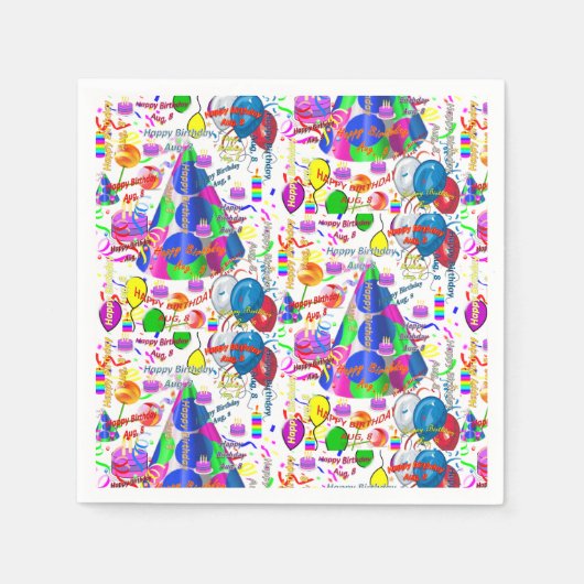 Serviette En Papier Papier serviettes Août, 8 Anniversaire (Devant)