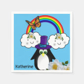 Serviette En Papier Papier serviettes, arc-en-ciel nuages Penguin (Devant)