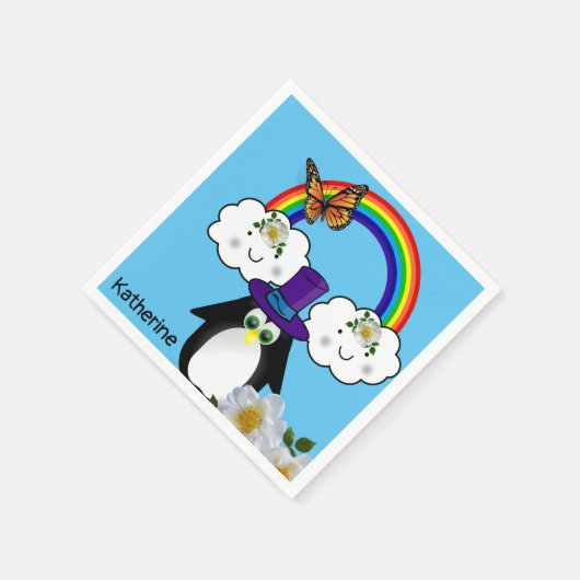 Serviette En Papier Papier serviettes, arc-en-ciel nuages Penguin (Coin)