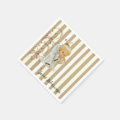 Serviette En Papier Papier Serviettes, Beige & Blanc Stripe Angel Béné (Coin)