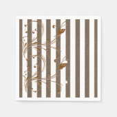 Serviette En Papier Papier serviettes, Brown et blanc rayure florale (Devant)