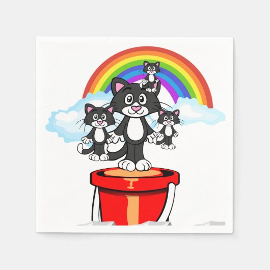 Serviette En Papier Papier serviettes, Chat noir arc-en-ciel (Devant)