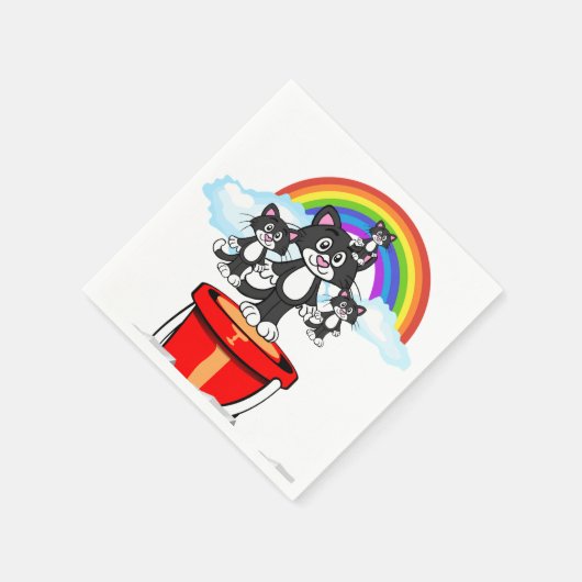 Serviette En Papier Papier serviettes, Chat noir arc-en-ciel (Coin)