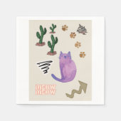Serviette En Papier Papier serviettes, chat poisson Cactus pattes Meow (Devant)