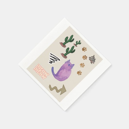 Serviette En Papier Papier serviettes, chat poisson Cactus pattes Meow (Coin)
