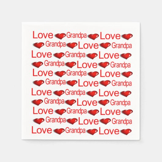 Serviette En Papier Papier serviettes, Coeurs rouges Aimer grand-père (Devant)